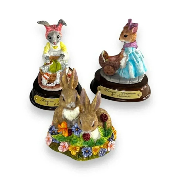 Lot of 3 The Heritage Mint Little Nook Village Mice By Leonardo 1989 Rabbit - Picture 1 of 8